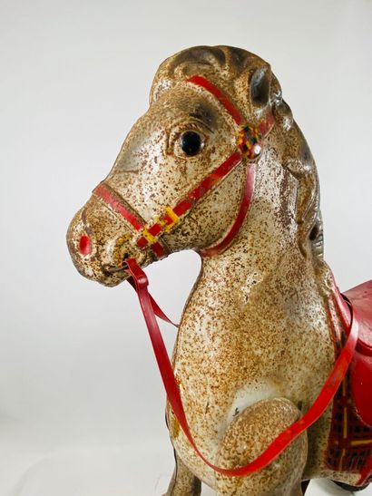 Articulated polychrome sheet metal horse...