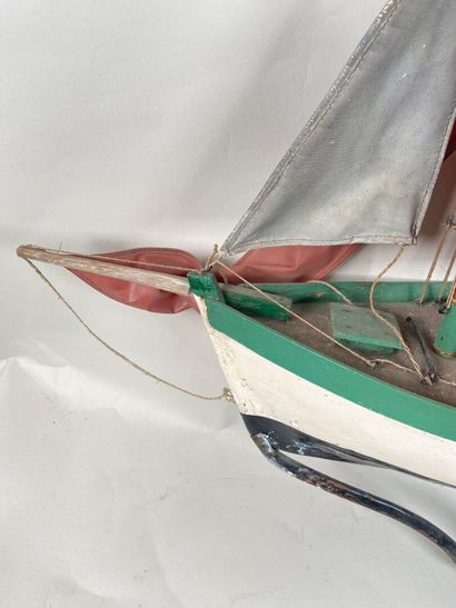 Sailboat in wood, metal and fabric.
72 x...