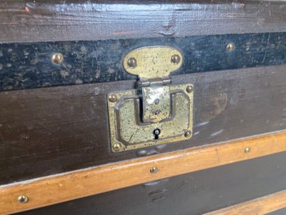Antique travel trunk containing recent knitted...