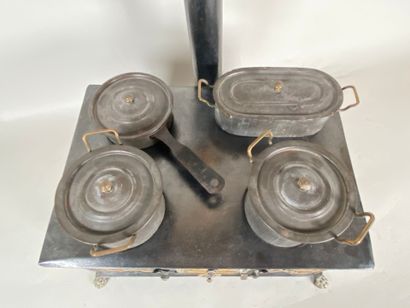 Small galley stove in sheet metal with brass...