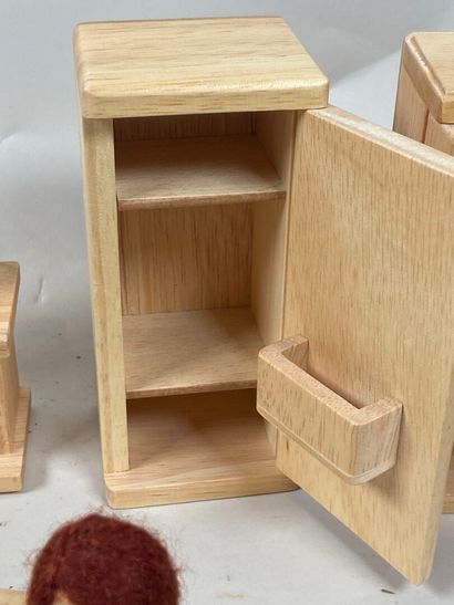 Small dolls' furniture in light wood with...