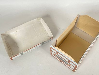 Four wicker picnic baskets with handles and...