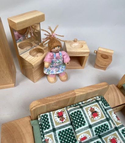 Small dolls' furniture in light wood with...