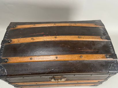 Antique travel trunk containing recent knitted...