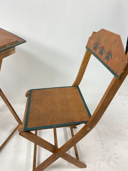 Small reproduction of a school desk in varnished...