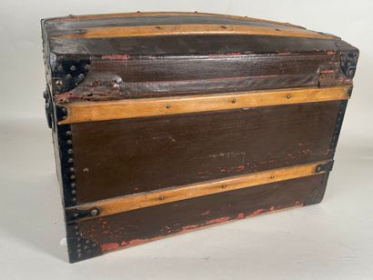 Antique travel trunk containing recent knitted...