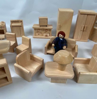 Small dolls' furniture in light wood with...