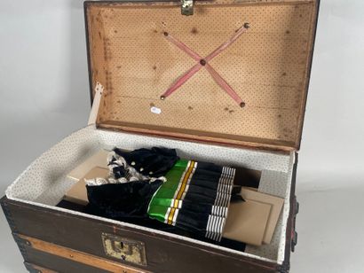 Antique travel trunk containing recent knitted...