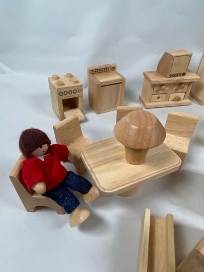 Small dolls' furniture in light wood with...