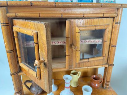 Two-body sideboard in bamboo-turned wood,...