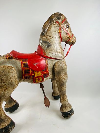 Articulated polychrome sheet metal horse...