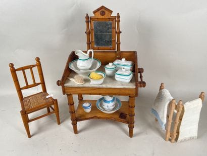 Toilet table with marble top in bamboo-turned...