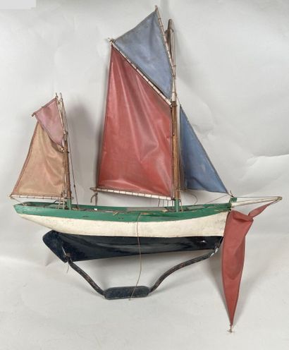 Sailboat in wood, metal and fabric.
72 x...