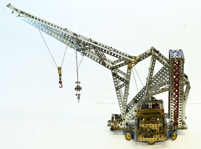 MECCANO, large hand-crafted 50cm crane, pivoting...