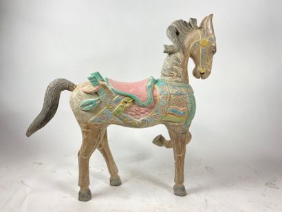 Modern merry-go-round horse in polychrome...