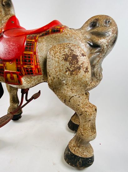 Articulated polychrome sheet metal horse...