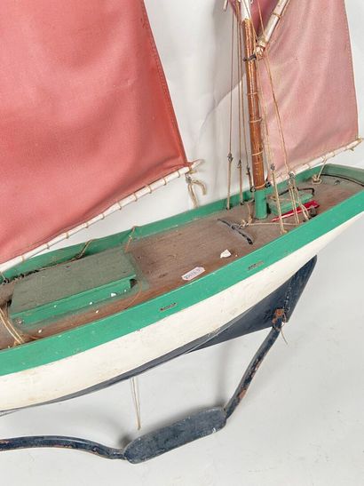 Sailboat in wood, metal and fabric.
72 x...