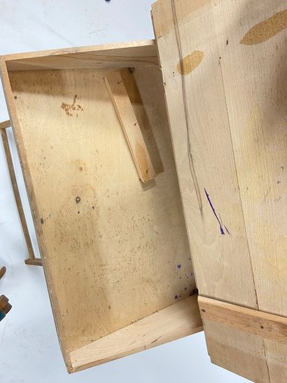Small reproduction of a school desk in varnished...