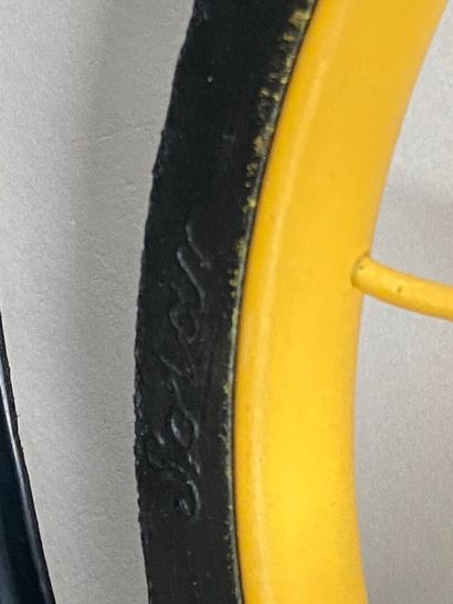 TRIANG.
Pedal car in green and yellow lacquered...