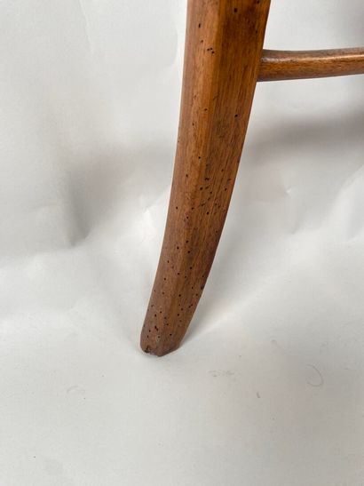 Small wooden high chair, seat in pink studded...