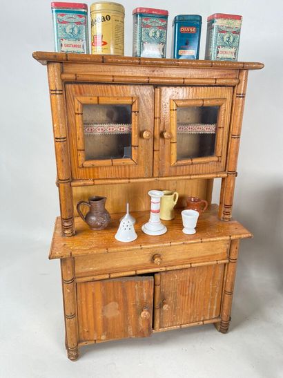 Two-body sideboard in bamboo-turned wood,...