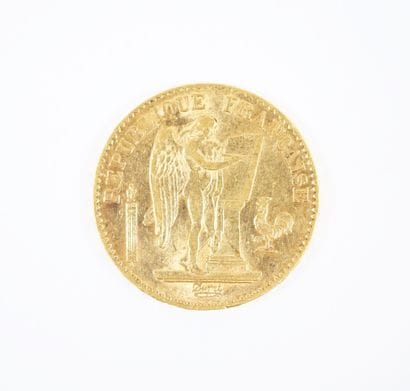Pièce de 20 francs en or, Génie, 1876 A.