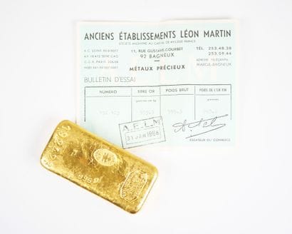 Lingot en or jaune d'1 kg (995,9 g), numéroté...
