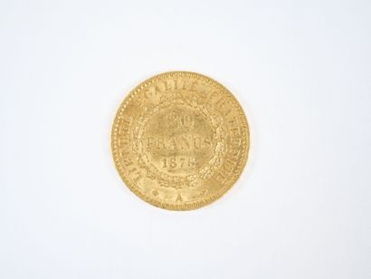 Pièce de 20 francs en or, Génie, 1876 A.