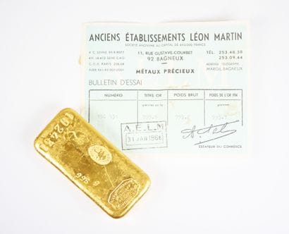 Lingot en or jaune d'1 kg (995,9 g), numéroté...