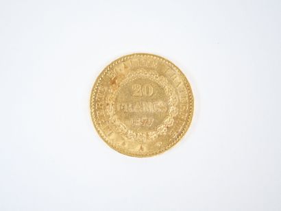 Pièce de 20 francs en or, Génie, 1877 A.