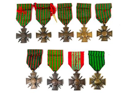 France, 1ère et 2ème GM.
Ensemble de 9 croix...