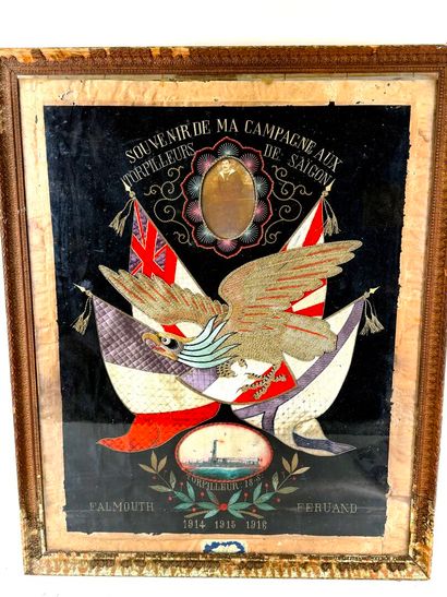 France, 1ère GM.
Cadre souvenir brodé d'un...