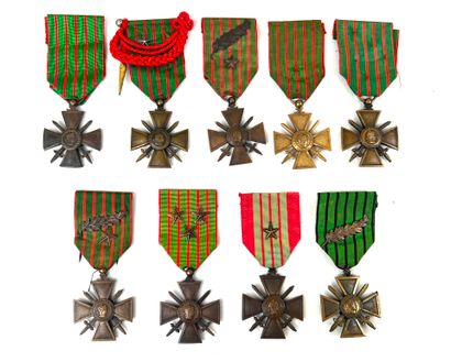 France, 1ère et 2ème GM.
Ensemble de 9 croix...