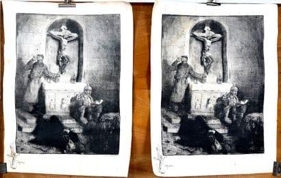 Indéterminé, XXème.
Lot de deux gravures...