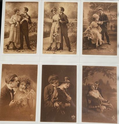 Couples: Set of 317 postcards with complete...