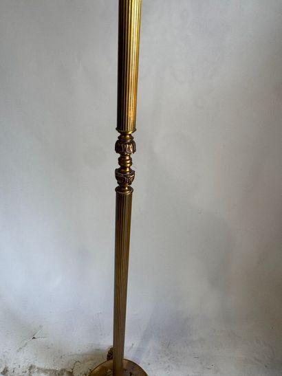 Gilt bronze and chased tripod floor lamp...