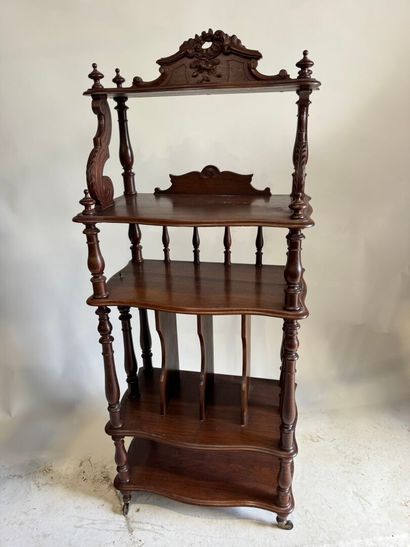 Moulded, turned and carved wood music cabinet...