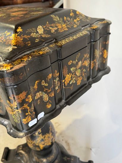 Moulded and blackened wood working table...