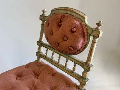 Child's chair in white lacquered wood, upholstered...