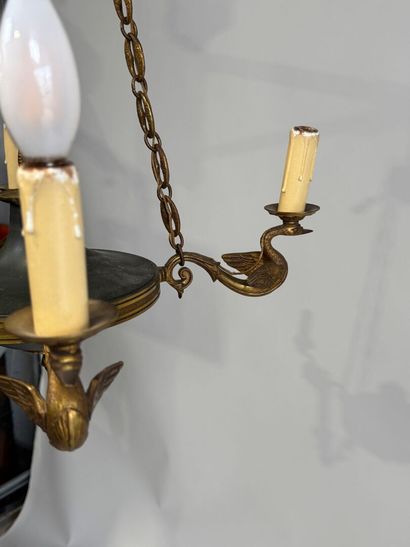 Lacquered metal and gilt bronze chandelier...