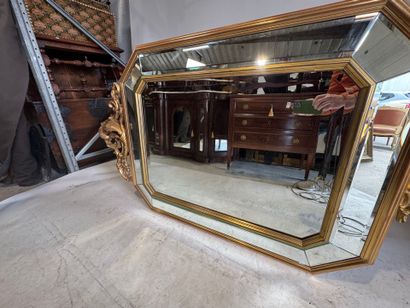 Large beveled octagonal mirror with glazing...