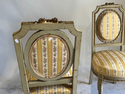 Pair of medallion chairs in lacquered, molded...
