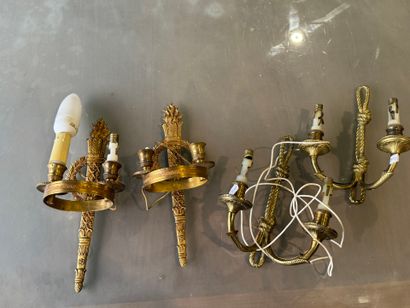 Lacquered metal and gilt bronze chandelier...