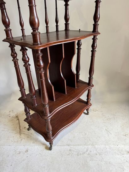 Moulded, turned and carved wood music cabinet...