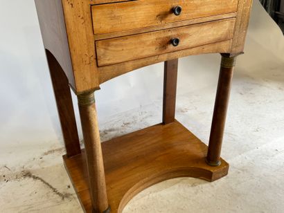 Wooden bedside table with detached columns...