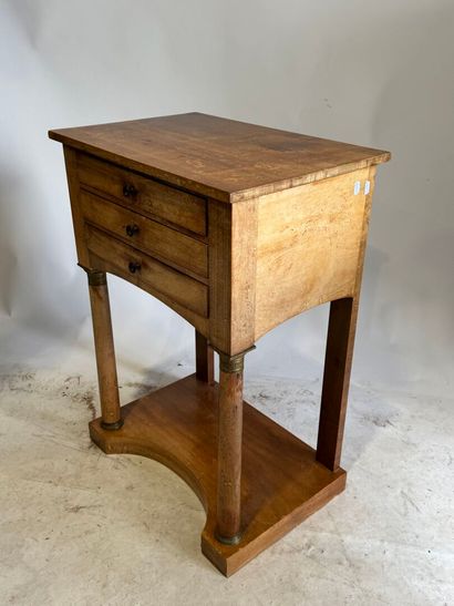 Wooden bedside table with detached columns...