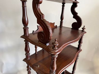 Moulded, turned and carved wood music cabinet...