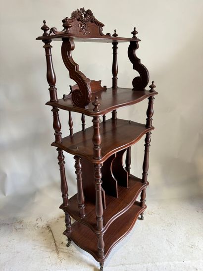 Moulded, turned and carved wood music cabinet...