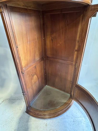 Corner display case opening with a door,...