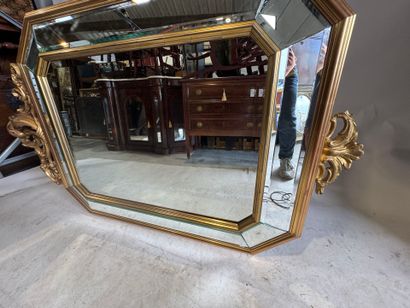 Large beveled octagonal mirror with glazing...